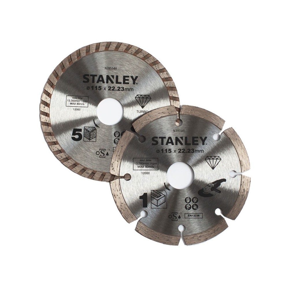 Discuri diamantate segmentate pentru beton, caramida, 2 piese, Stanley