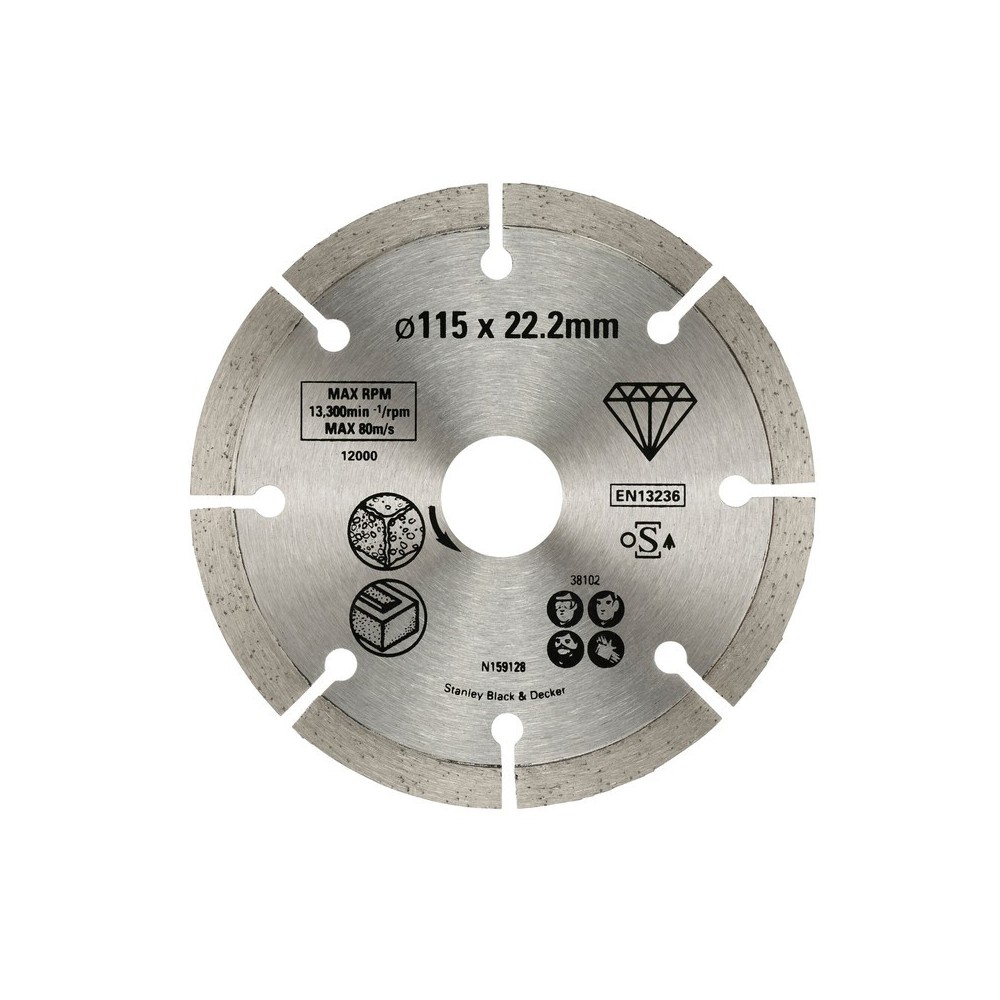 Disc diamantat FatMax segmentat pentru beton/caramida 115x22.2mm, Stanley