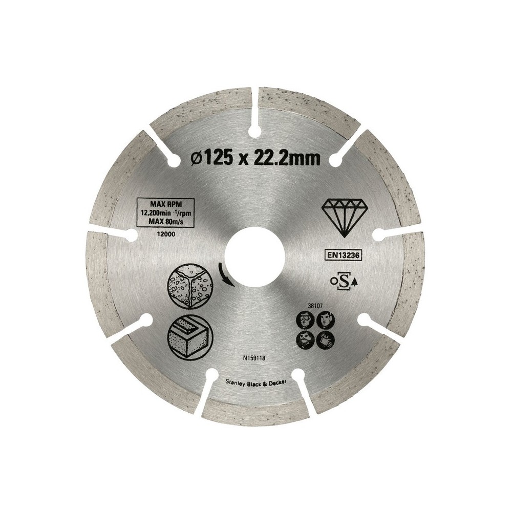 Disc diamantat FatMax segmentat pentru beton/caramida 125x22.2mm, Stanley