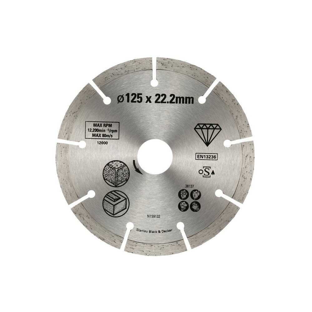 Disc diamantat segmentat pentru beton/caramida 125x22.2mm, Stanley