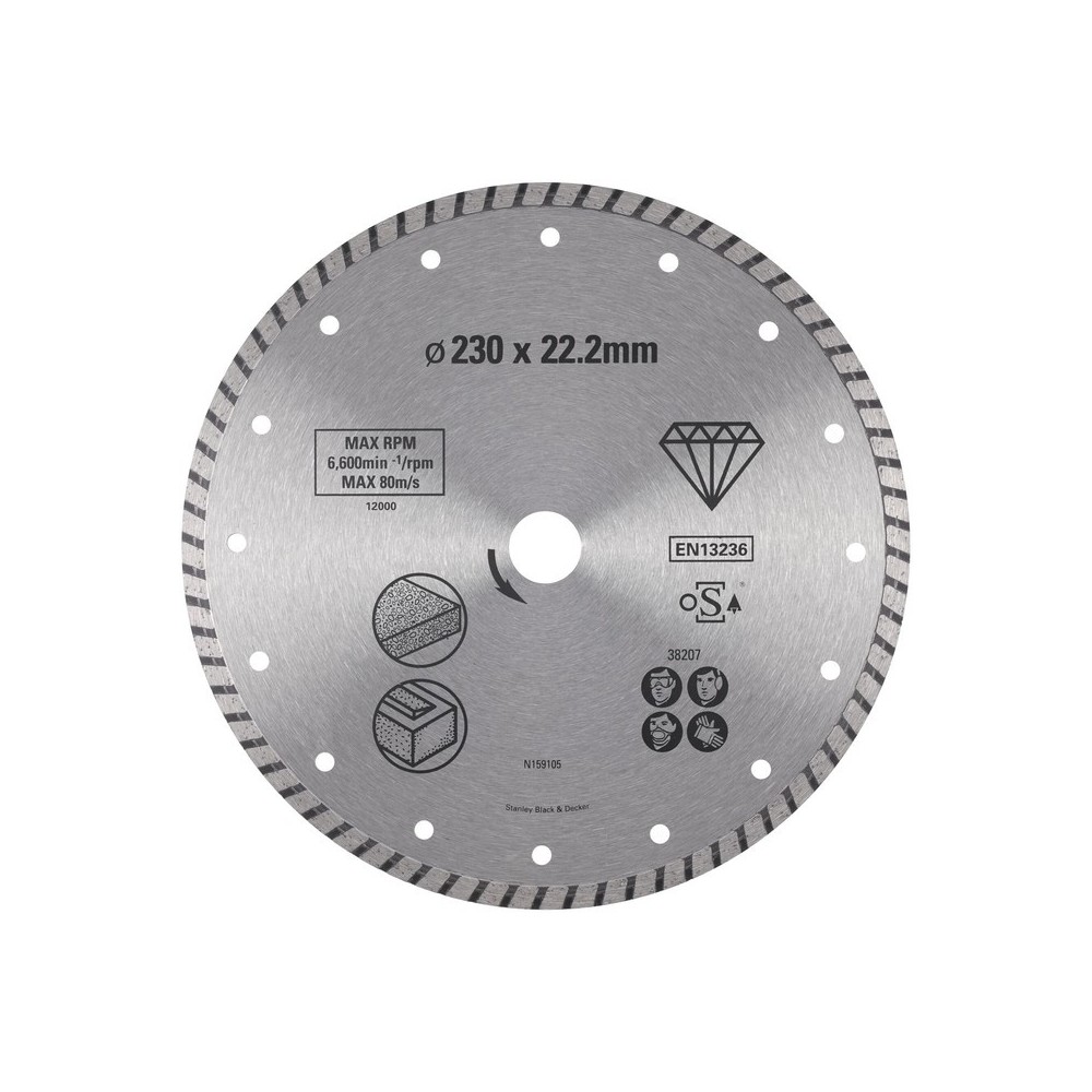 Disc diamantat continuu pentru granit/caramida de 230x22.2mm, Stanley