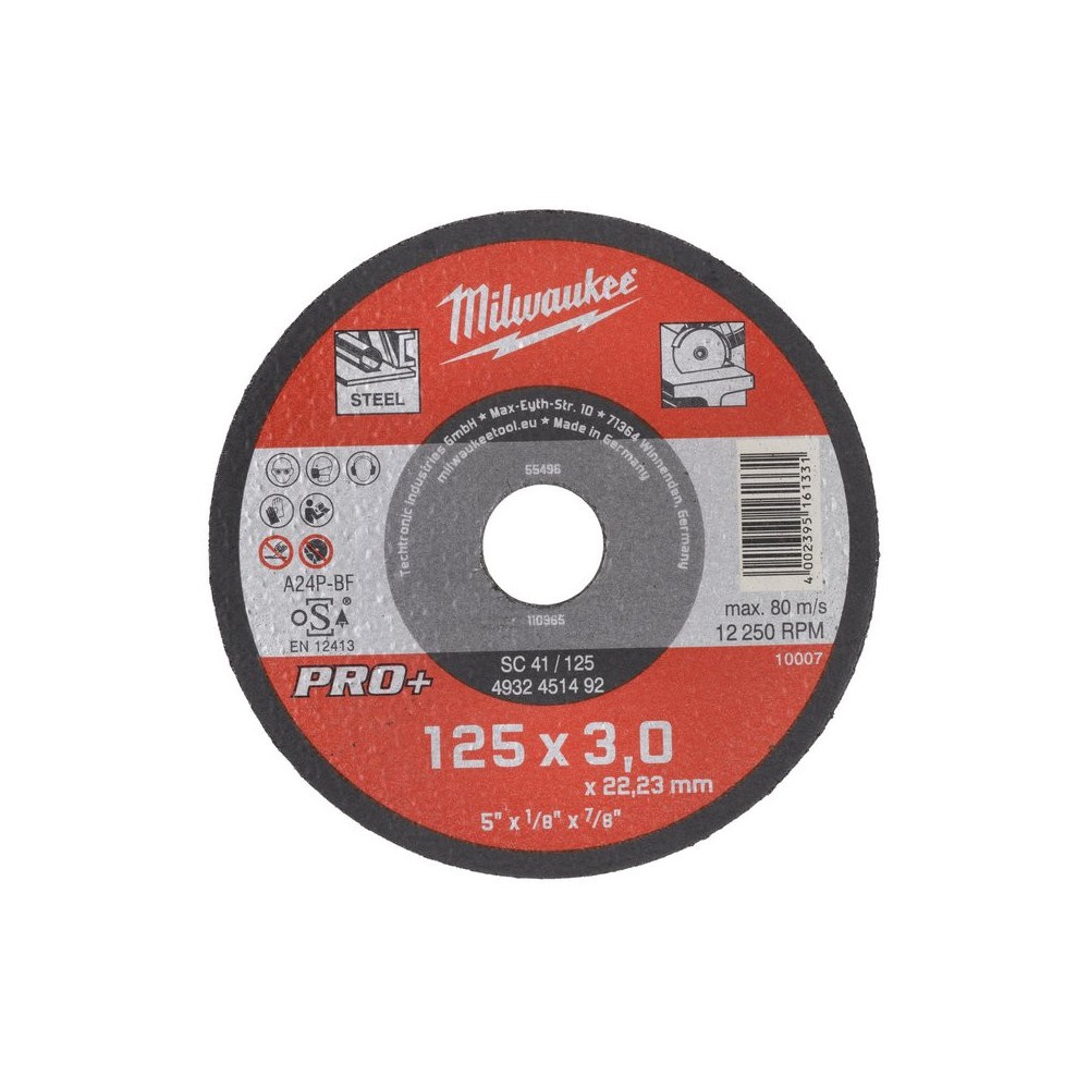 Disc pentru metal plat 125x3mm, Pro+, Milwaukee