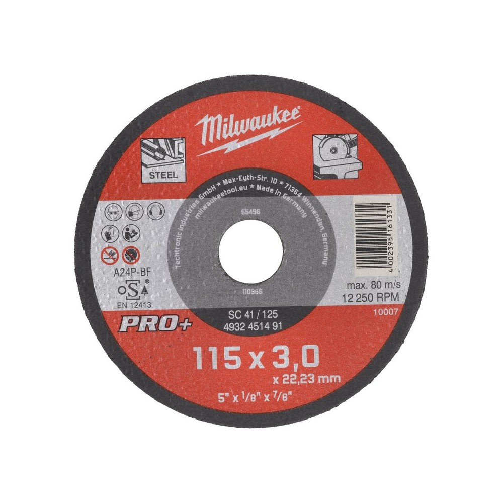 Disc pentru metal plat 115x3mm, Pro+, Milwaukee
