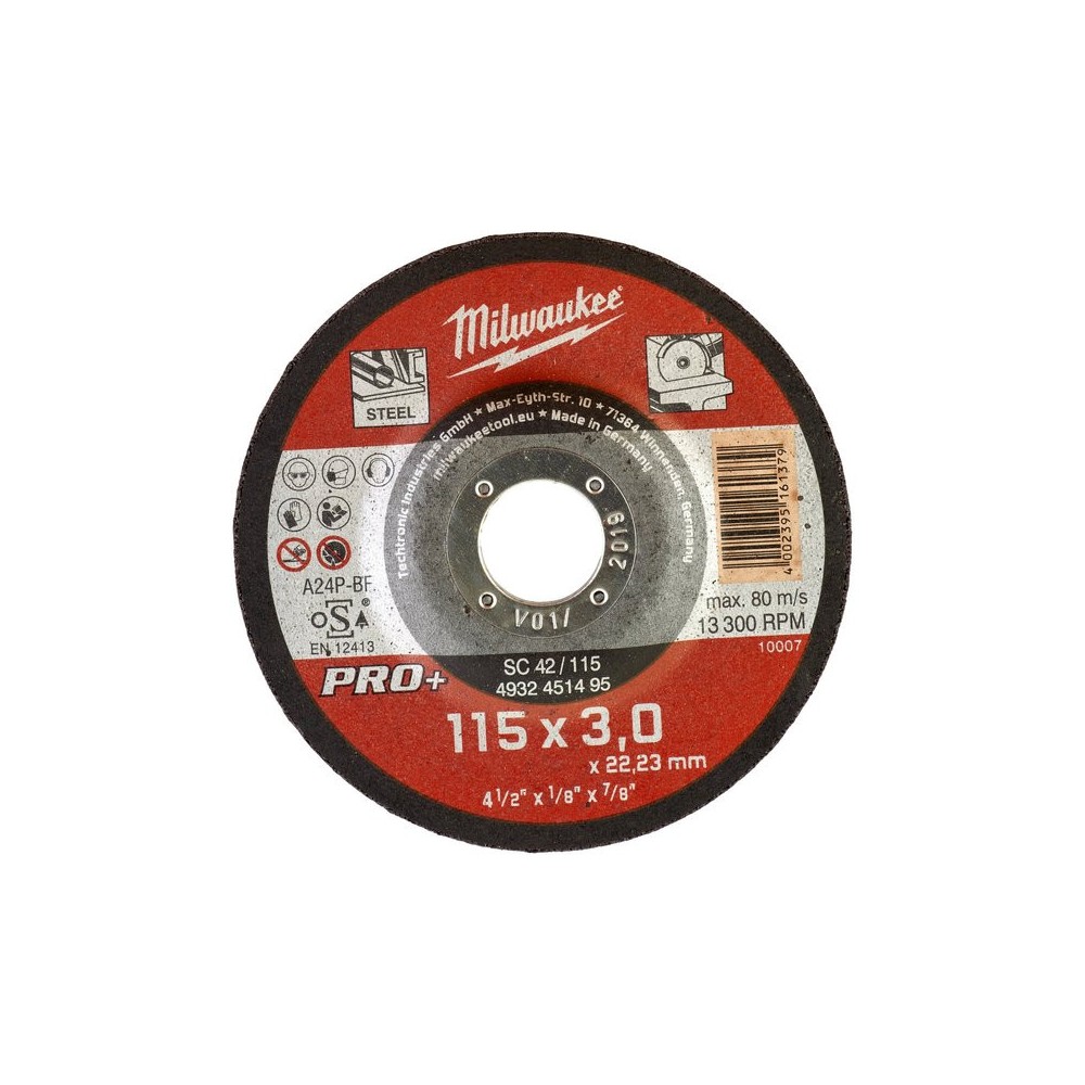Disc pentru metal convex 115x3mm, Pro+, Milwaukee