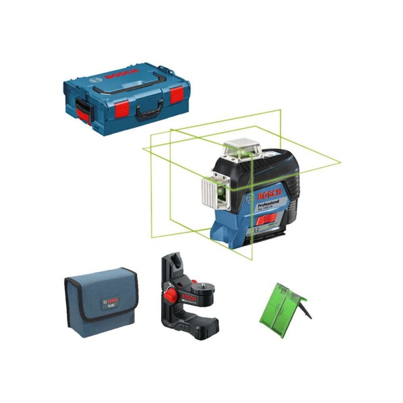 Nivela laser cu linii verzi, GLL 3-80 CG + suport + valiza, Bosch