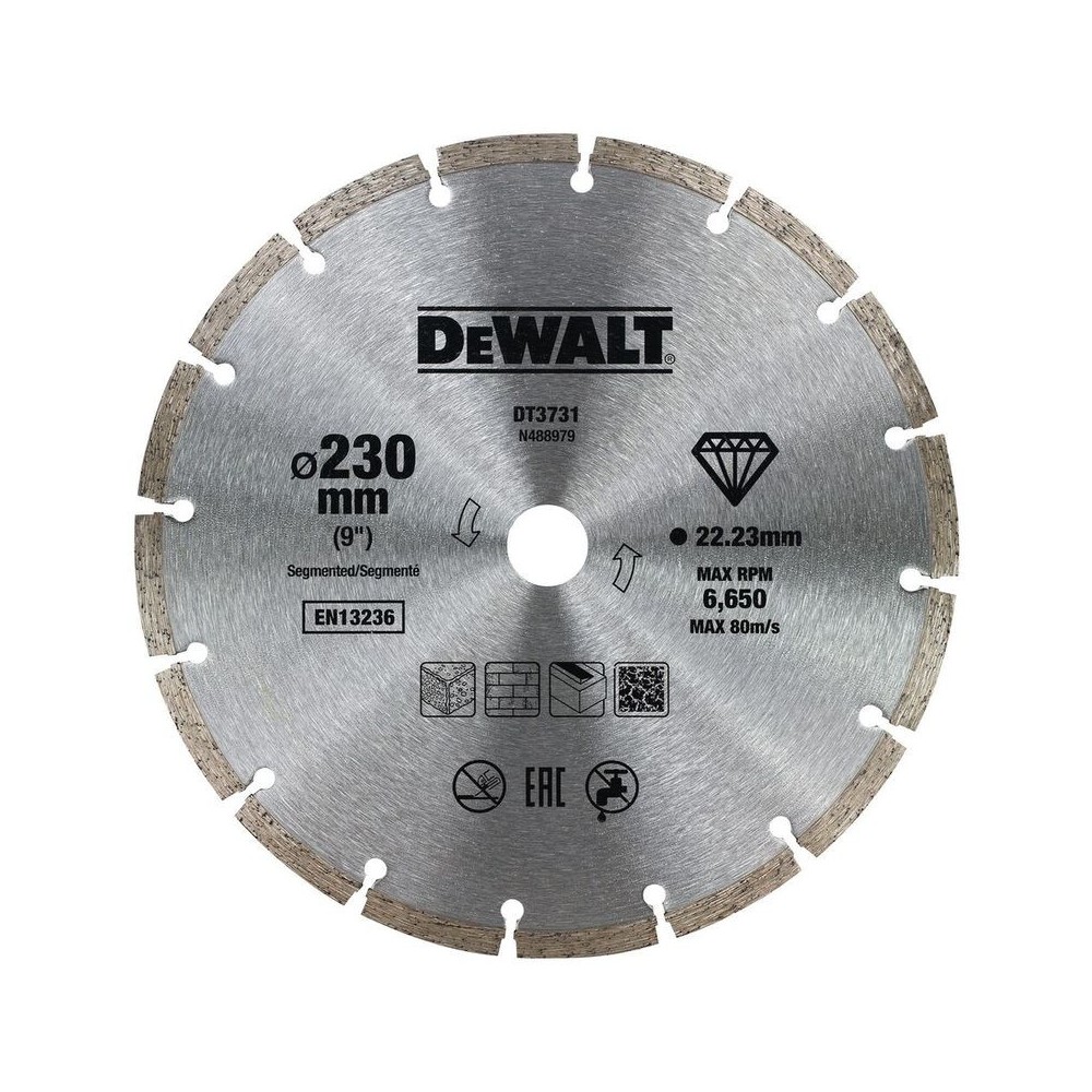 Disc diamantat pentru caramida si beton 230mmx22.2mm, DeWALT