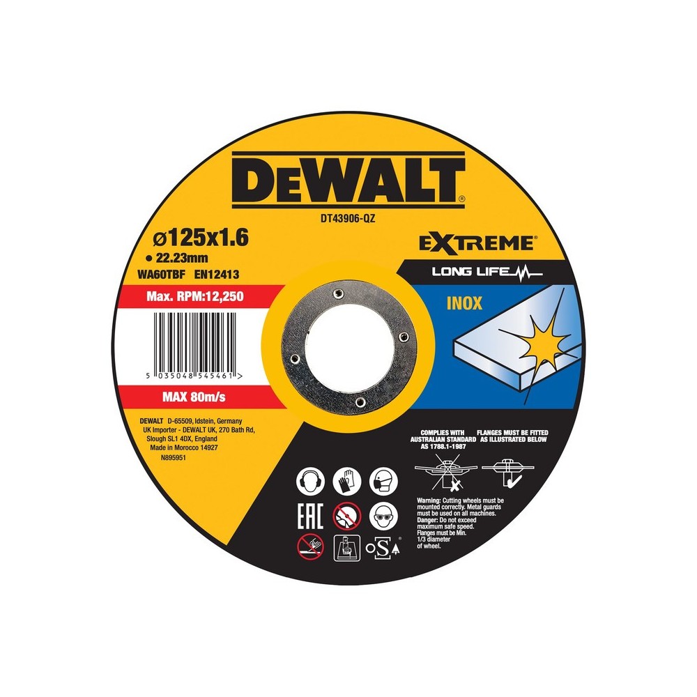 Disc pentru taiere inox 125x1.6mm, DeWALT