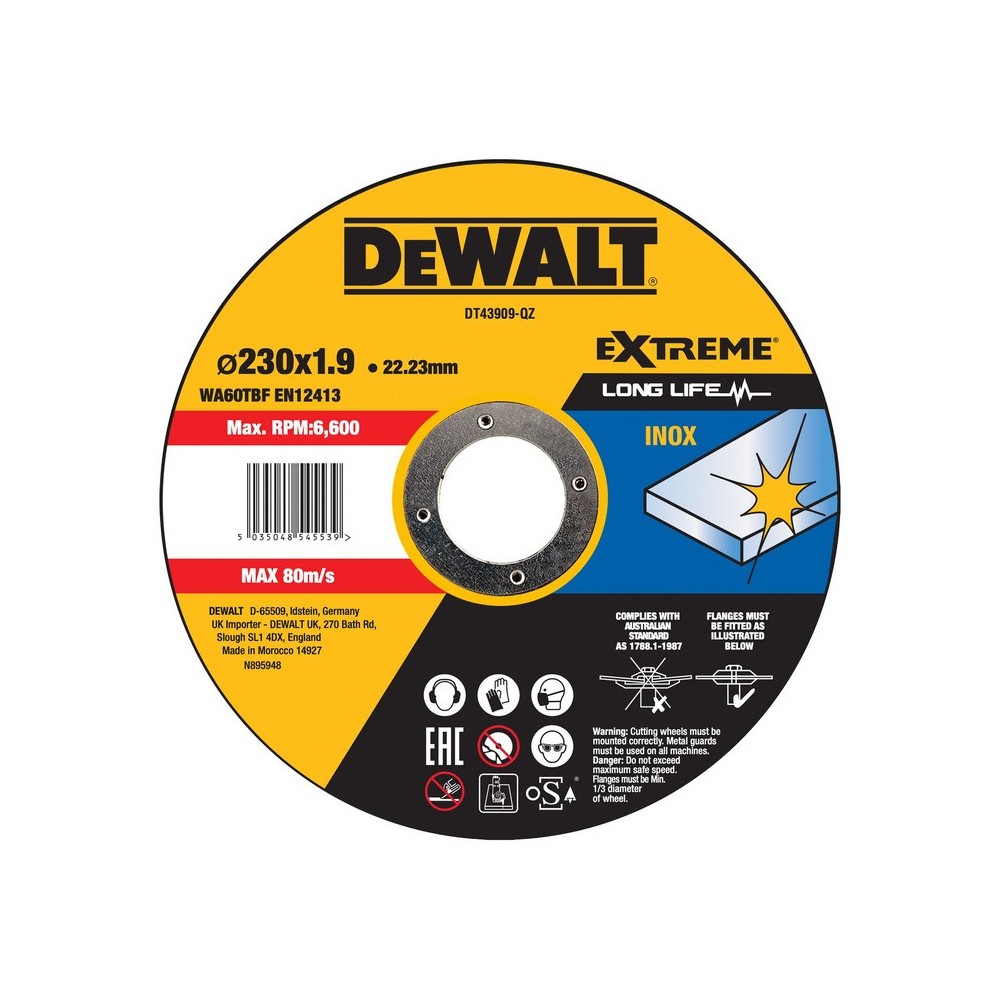 Disc pentru taiere inox 230x1.9mm, DeWALT