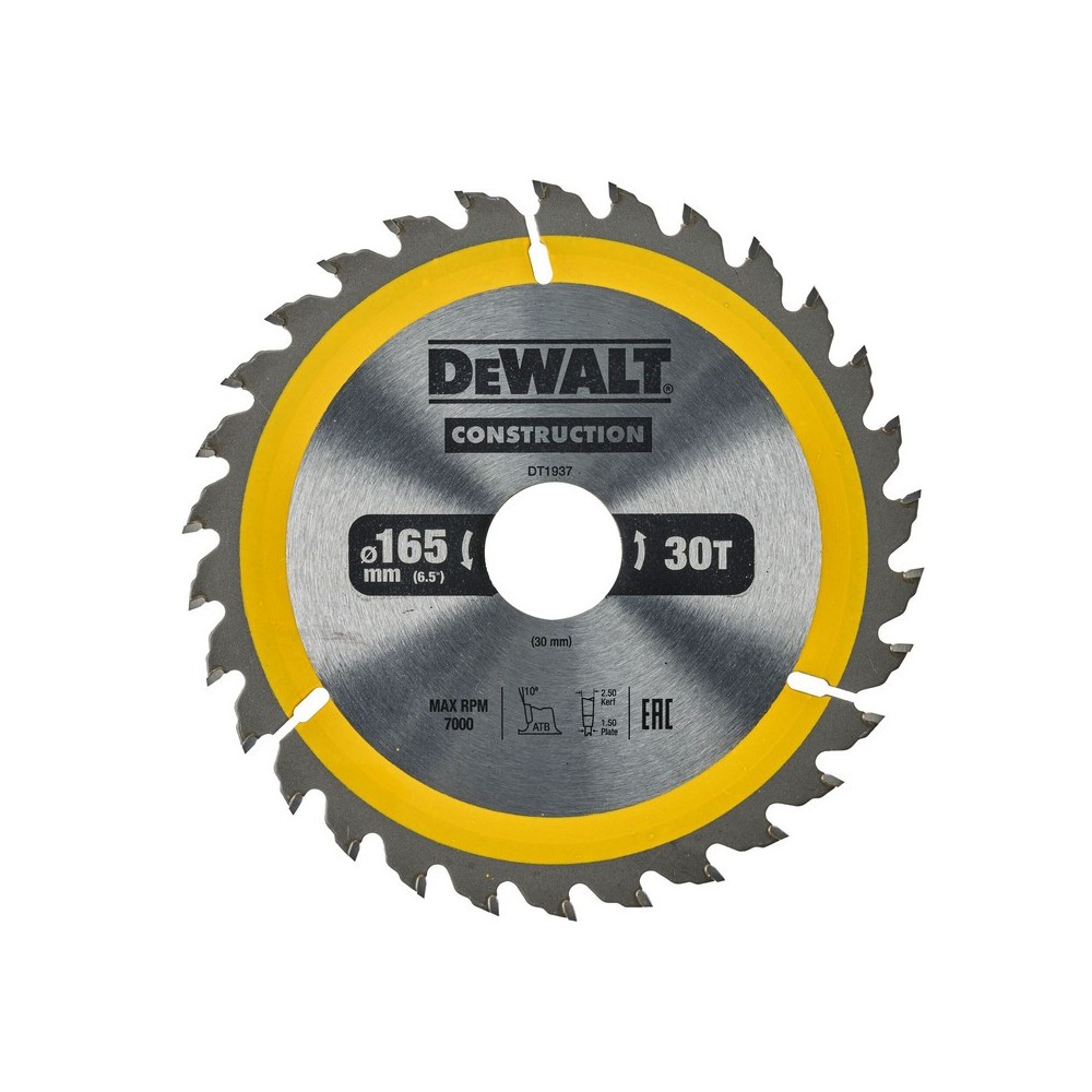 Disc Construction pentru fierastrau circular de mana 165x30x2.5mm, DeWALT