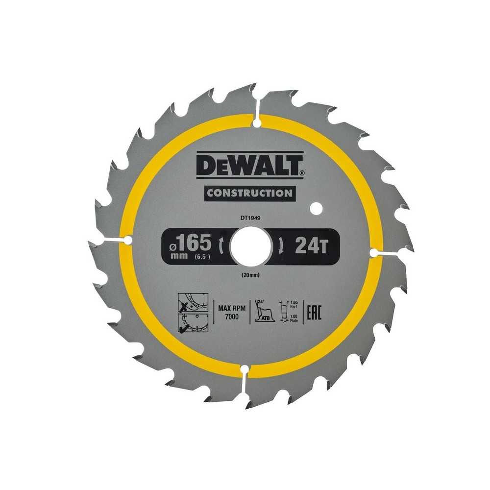 Disc Construction pentru fierastrau circular 165x20x1.65mm, DeWALT