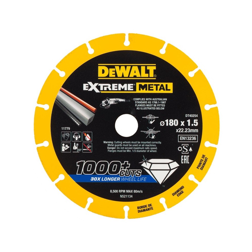 Disc diamantat pentru metal/otel EXTREME, 180x22.23x1.5mm, DeWALT