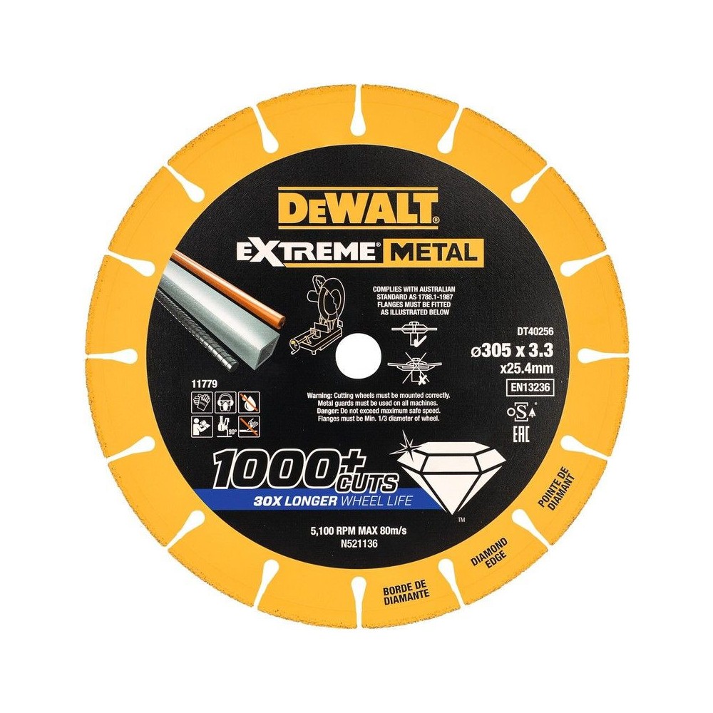Disc diamantat pentru metal/otel EXTREME, 305x25.4x3.3mm, DeWALT