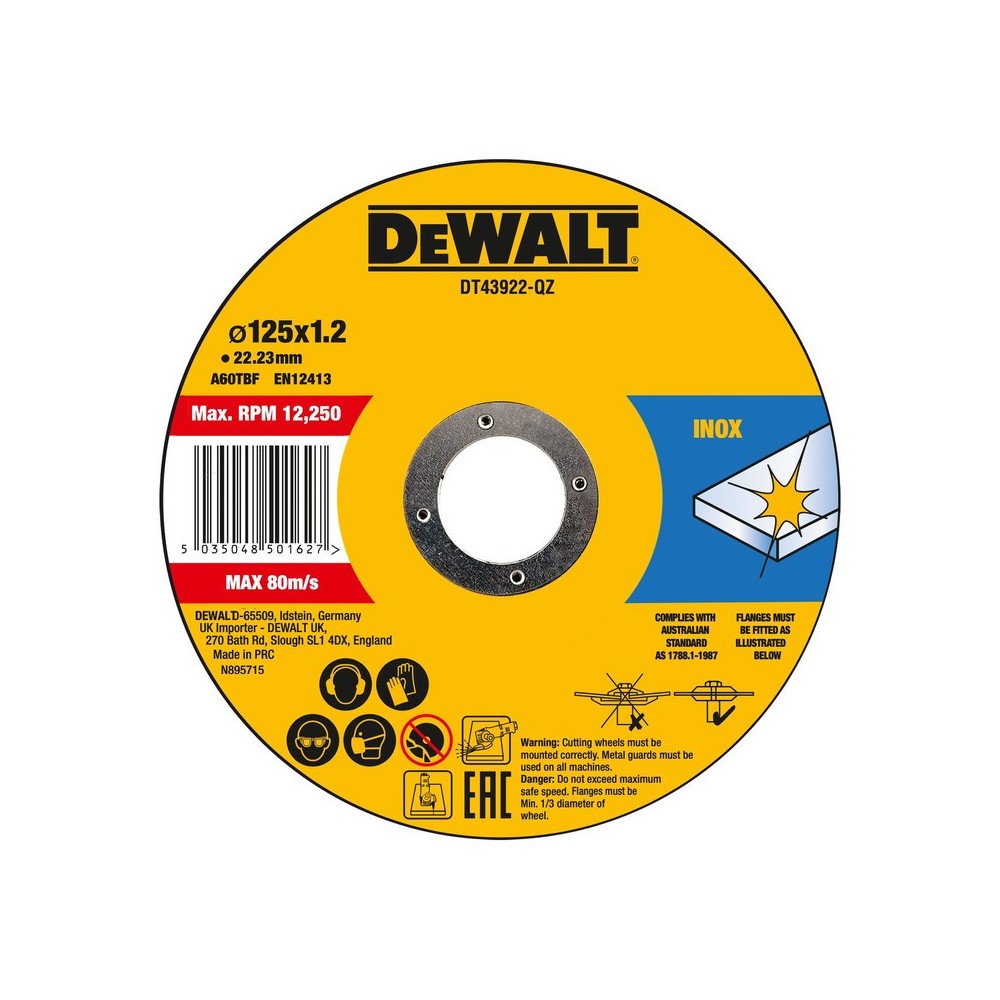Disc debitare metal, 125x22.23x1.2mm, 10 bucati, DeWALT