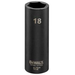 Cap cheie tubulara de impact adanca 1/2", 18mm, DeWALT