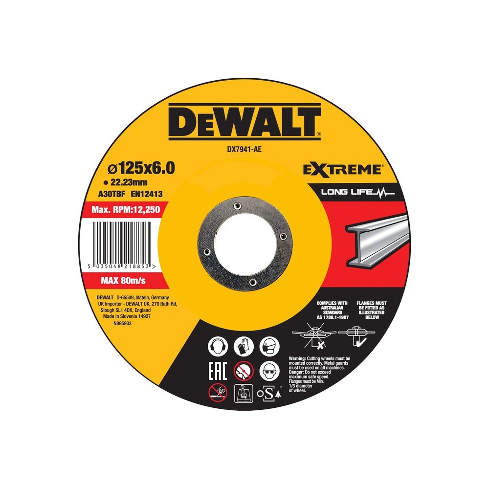 Disc rectificare metal EXTREME, 125x22.23x6mm, DeWALT